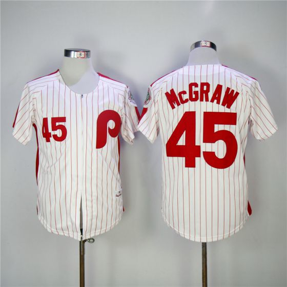 Men Philadelphia Phillies #45 Mcgraw Red 1983 Throwback Zipper Edition MLB Jerseys->cleveland indians->MLB Jersey